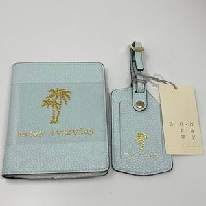 A New Day Faux Leather Passport Cover and Luggage Tag Mint Green Vacay Everyday